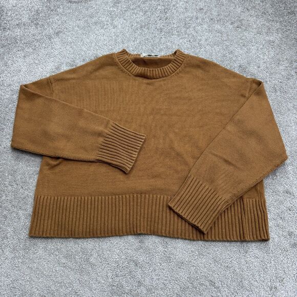 Everlane Sweaters - Everlane Organic Cotton Crew Neck Oversized Pullover Sweater Womens Large Camel